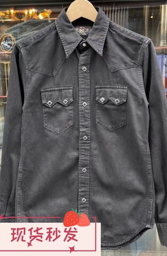 翻领长袖美式纽扣衬衫