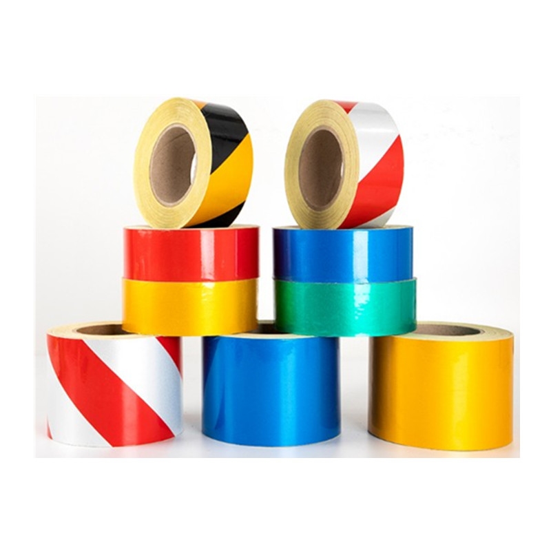 白黄反光贴荧光斑马胶带10公分贴条反光胶布红绿黄蓝白胶带标志用