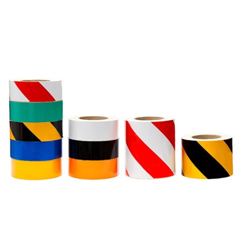 反光贴10cm警示胶带蓝白色黄黑反光贴 黑黄夜间反光贴条 警示标识