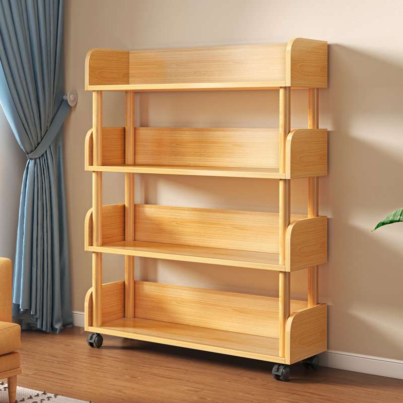 移动带轮书架置物架落地家用储物收纳架卧室简易书柜客厅展示货架