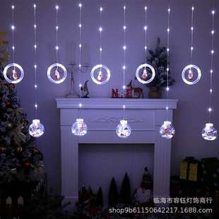 皮线圣诞树窗帘灯 LED橱窗房间温馨装饰圣诞圆环许愿球挂件彩灯串