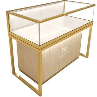 新款 仿大理石珠宝柜钢化玻璃饰品展示柜珠宝首饰展示台样品玻璃柜