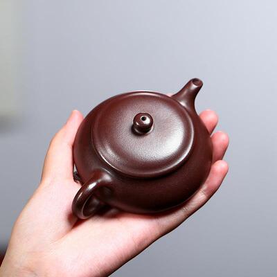 宜兴紫砂壶大口纯手工茶具原矿紫砂石红泥料100cc功夫茶手工制作