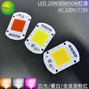 50W投光灯led植物光源 30W 免驱动220V110V大功率 COB集成灯珠20W