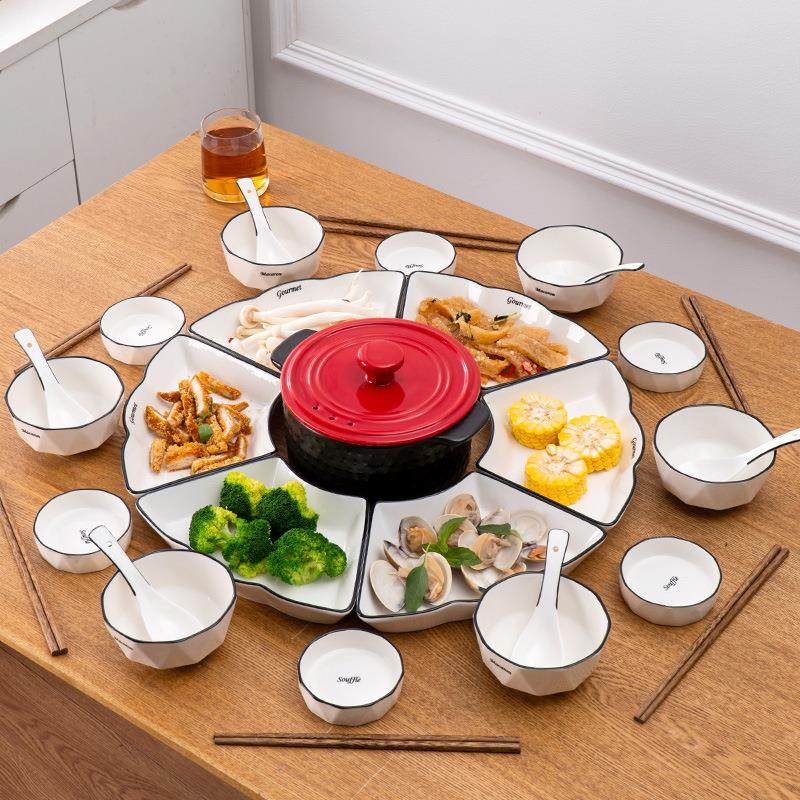 网红拼盘创意套装组合盘子陶瓷餐盘家用过年圆桌摆盘扇形菜盘餐具,餐饮具,盘,淘宝优惠券,粉丝福利购,淘宝优惠卷