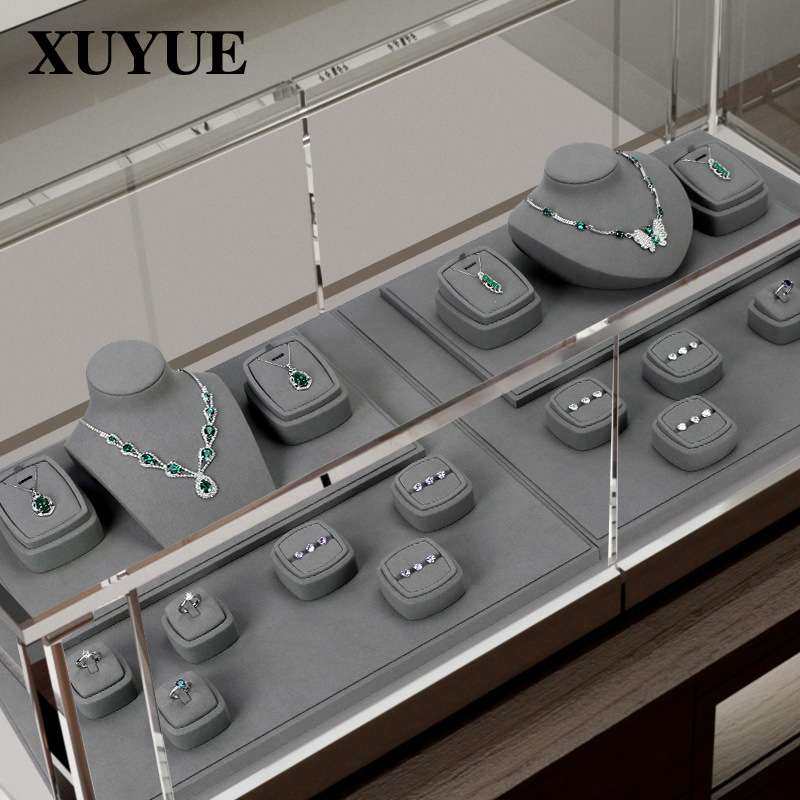 旭跃饰品展示架珠子耳饰钻石珠宝展示架灰色超纤珠宝高级展示道具,饰品/流行首饰/时尚饰品新,首饰展示架,淘宝优惠券,粉丝福利购,淘宝优惠卷