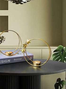 现代轻奢铁艺圆圈天使烛台摆件创意家居客厅玄关酒柜桌面装饰礼物