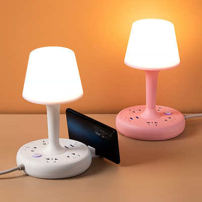 礼品创意桌面智能USB插座卧室护眼台灯简约时尚LED小夜灯电源排插