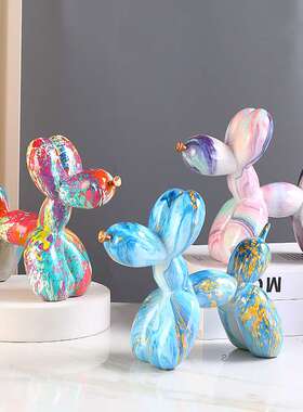 厂家 热卖气球狗摆件树脂工艺品北欧轻奢创意家居高级软装饰品