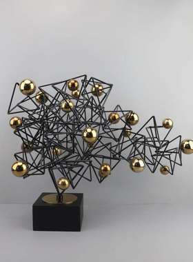 欧式创意几何金属摆件客厅玄关酒店书房电视柜样板房软装家居饰品