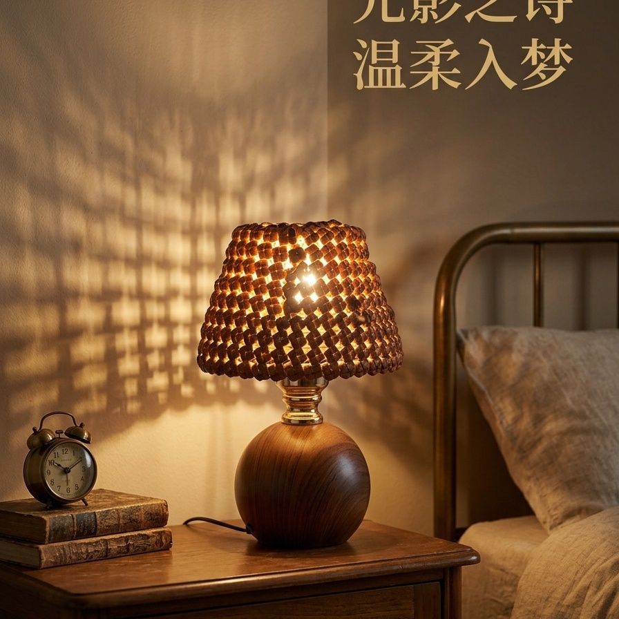 台灯法式睡眠护眼灯小夜灯卧室复古民宿床头灯书房氛围温馨礼物