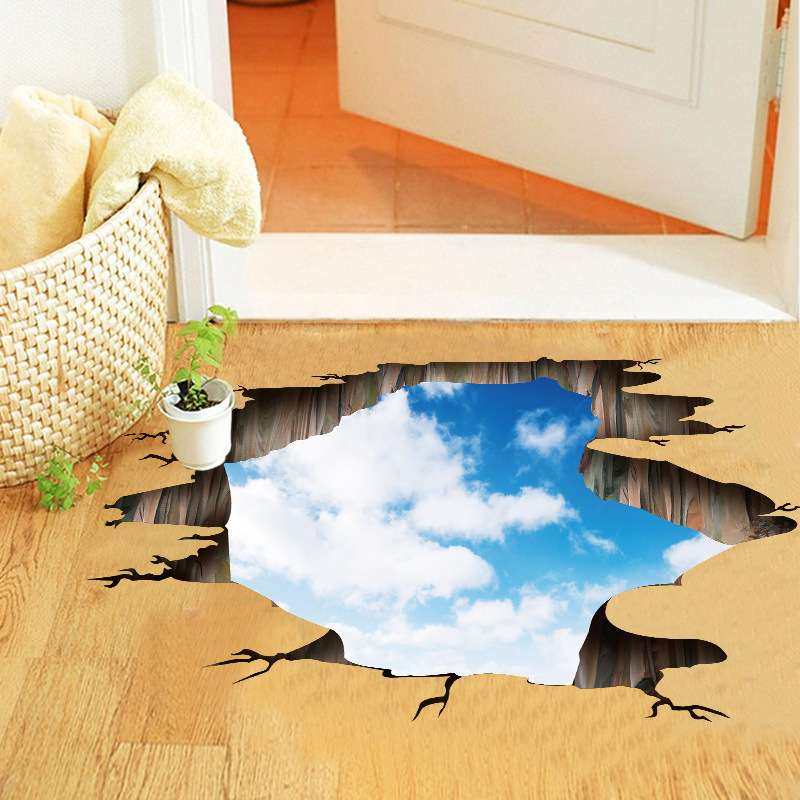 梵汐新款墙贴 蓝天白云地板贴 PVC可移除自粘DIY地贴装饰画FX9610,家装主材,定制壁画,淘宝优惠券,粉丝福利购,淘宝优惠卷