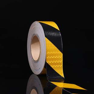 厂家直供警示胶带黄黑箭头反光胶带反光条晶格反光膜斜纹反光带