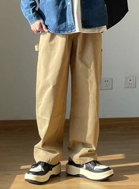 日系直筒工装裤男春秋复古宽松vibe美式伐木裤潮牌百搭休闲阔腿裤