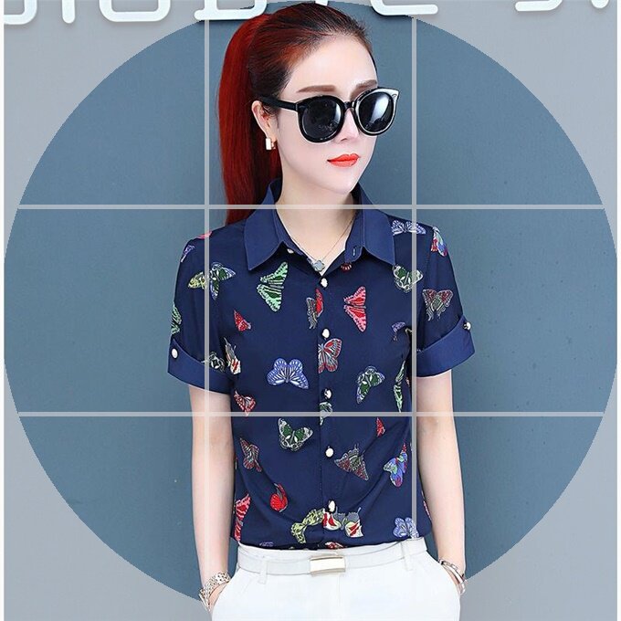 K衬衫女长袖夏装短袖衬衣女新款印花雪纺衫女上衣韩版修身打底衫在类目 女装/女士精品, 衬衫中 - 来自Buy2taobao.com提供专业的淘宝代购服务