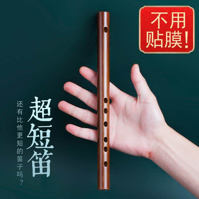 携式小型随身乐器迷你横笛初学短笛子袖珍竹笛小降b小c调无膜孔便