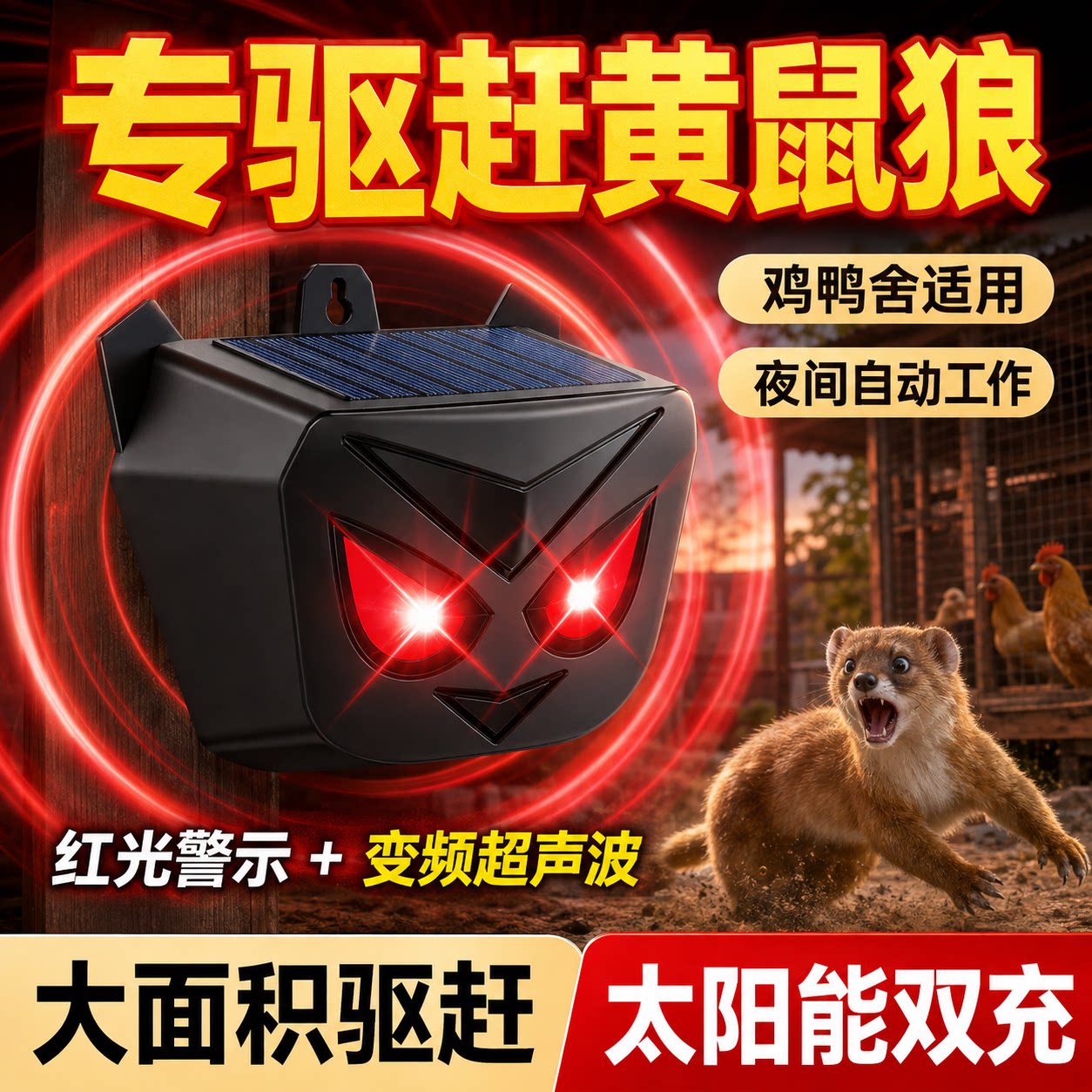 太阳能超声波防黄鼠狼驱赶器