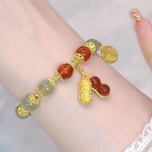 好事花生仿玉花生手鏈女生isn小眾設計新款 2025抖音爆款 首飾值班