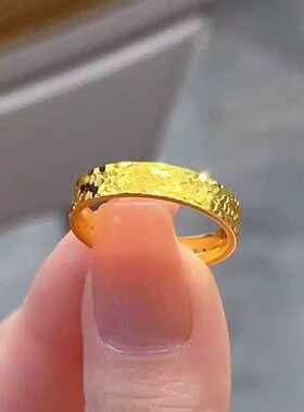2026金色饰品碎冰冰戒指女高级感黄铜不掉色小众设计高级感闭口指