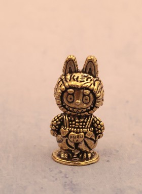 2026爆款小公仔黄铜拉布布复古装饰桌面茶宠工艺品铜摆件配件