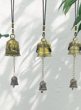 2026棕绳象古青铜金属风铃门窗家居车饰铃铛挂件旅游景区古钟