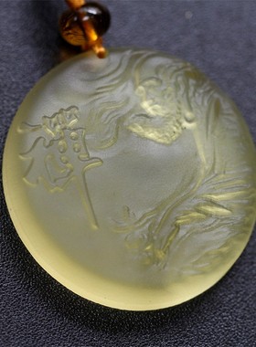 2026琉璃雕刻达摩祖师男士吊坠天然琉璃墨绿色女款毛衣链项链挂件