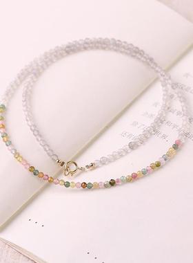 2025天然碧玺项链女款月光石锁骨链适合脖子粗的胖人夏天新款轻奢