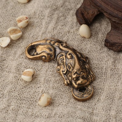 2026黄铜咬钱貔貅钥匙扣配件貔貅左右公母招米汽车钥匙扣挂件商品