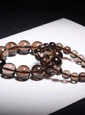 2026天然茶水晶手串 冰种烟晶墨晶手链 水晶手链送礼品水晶饰品送