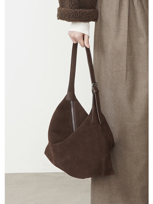 2024秋冬麂皮磨砂手提包包女翻毛大容量手拎斜挎包女腋下包单肩包