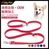 宠物狗狗牵引绳 户外跑步拉带一拖二双头狗绳子 尼龙多功能牵引绳