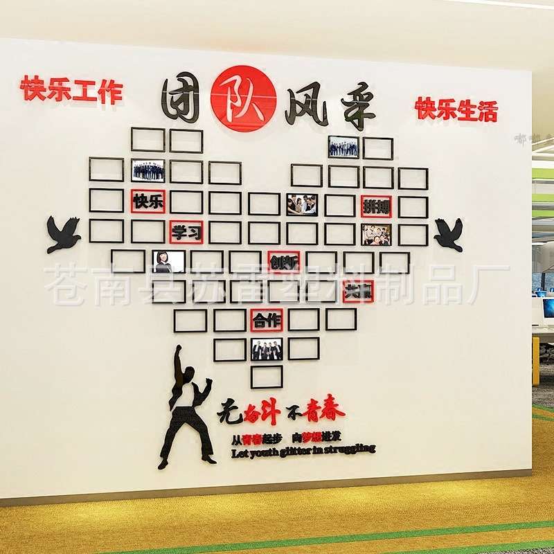 员工团队风采展示文化墙励志墙贴办公室企业公司照片墙装饰贴纸