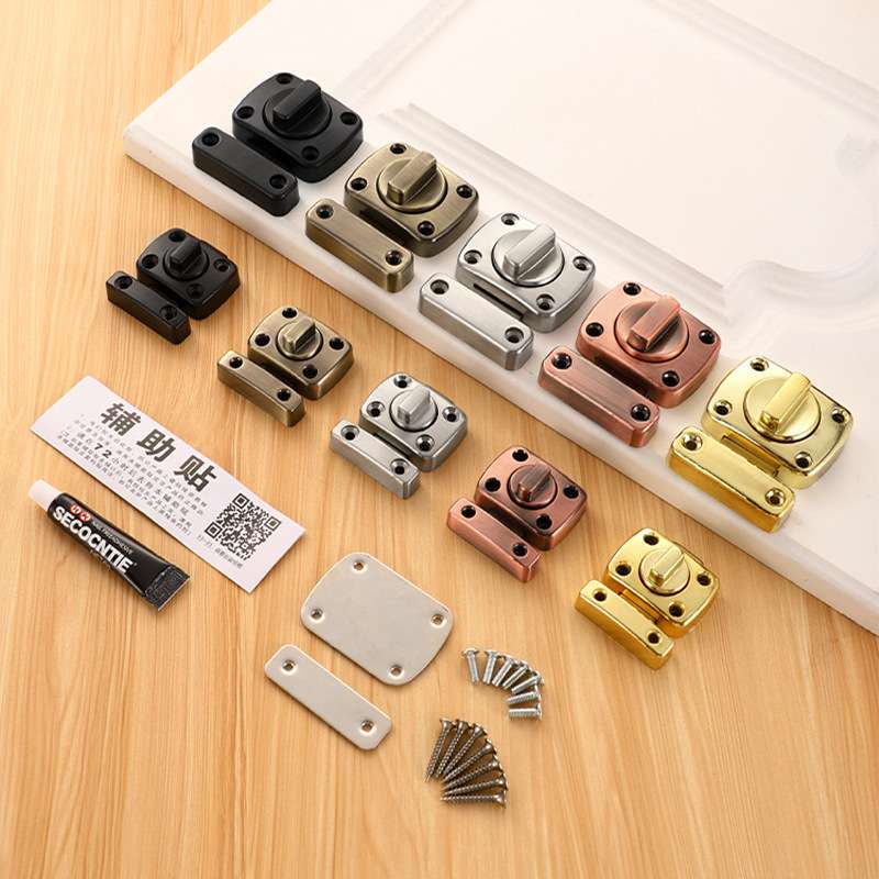 锌合金免打孔左右插销旋转推拉门明装小插销加厚门扣门栓锁扣搭扣