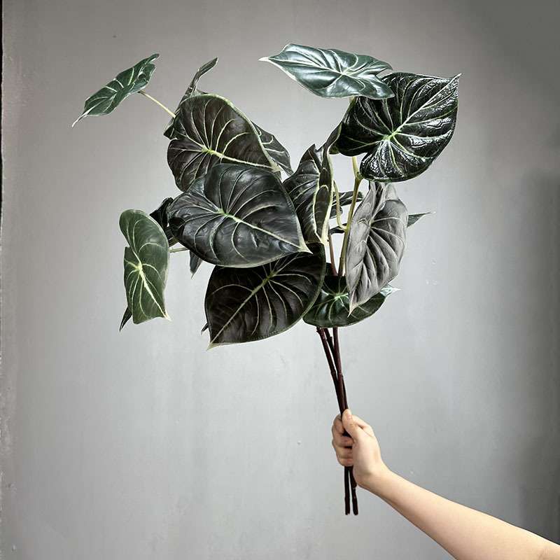 仿真绿植海芋龙鳞芋叶盆栽 龟背叶假花植物家居室内插花龙鳞藤叶图片