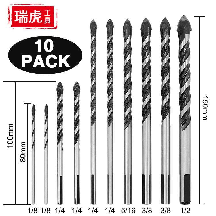 多功能陶瓷墙壁黑色钻头大理石玻璃瓷砖开孔器手电钻合金钻头套装
