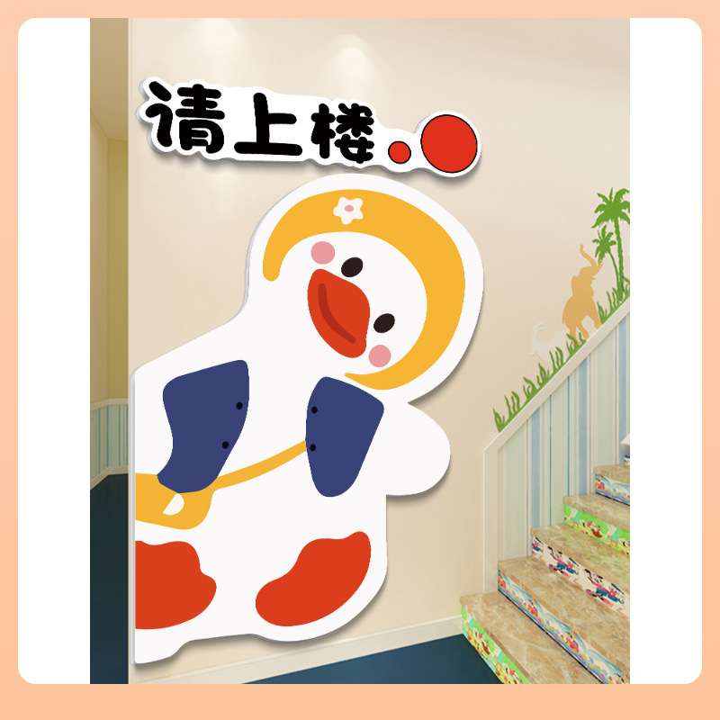 幼儿园环创午托管班墙面装饰机构形象墙楼梯走廊主题背景文化墙贴