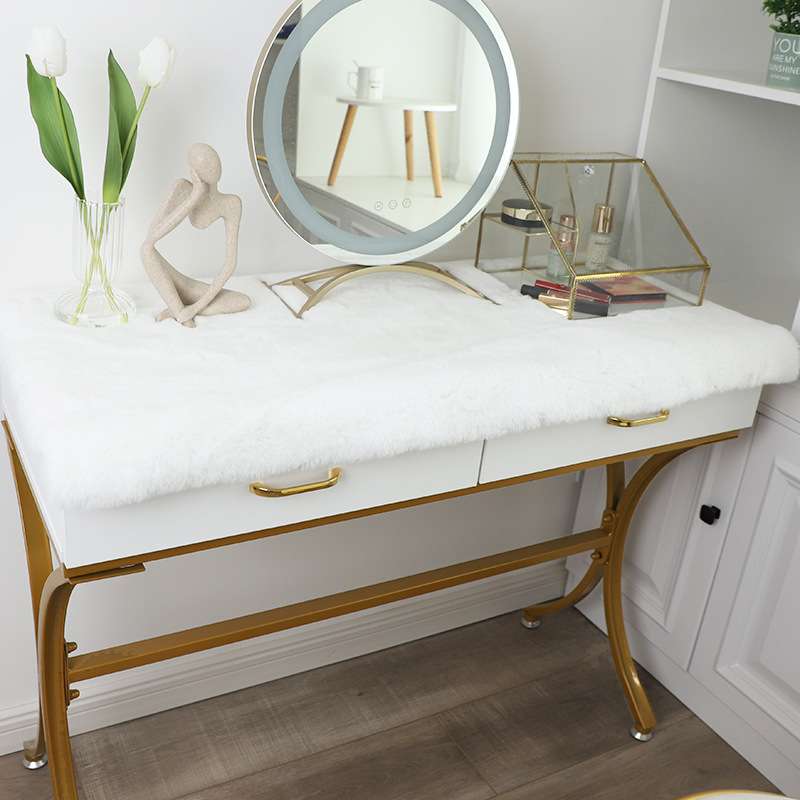 梳妆台垫仿兔毛床头柜桌面装饰垫子短毛绒桌布茶几台布椅垫展娜幽