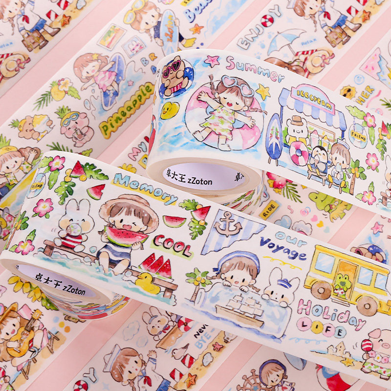 卓大王胶带新品阿卓夏日小事整卷手帐贴纸随心配全套和纸胶卷分装新款