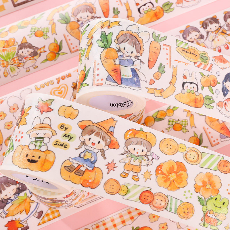 卓大王胶带色调橙橙原创手帐胶带贴纸套装新品全套手账贴画整卷分装整