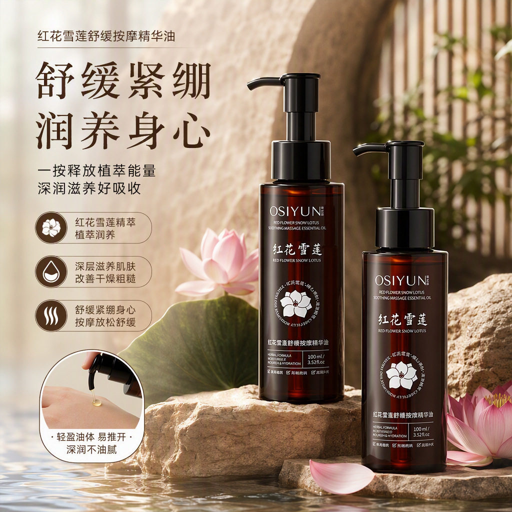 欧丝韵红花雪莲舒缓按摩精华油通经活络酸痛全身推拿刮痧按摩精油