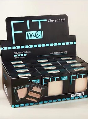 跨境爆款粉饼Clever cat聪明-猫清透修颜控油双层粉饼持久定妆