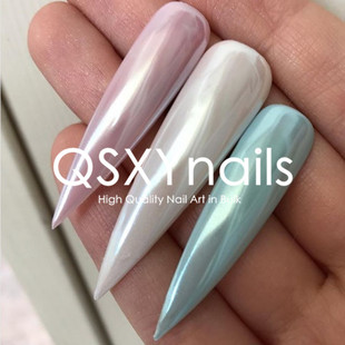 可爱梦幻贝壳粉美甲珍珠光感透底色光疗人鱼极光魔镜粉白亮装饰