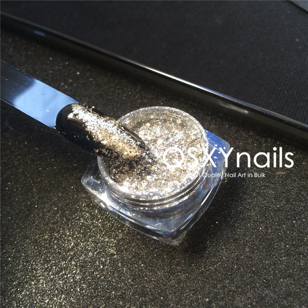 超闪钻石粉片美甲高级银闪粉指甲亮片Bling璀璨DIY装饰甲油胶效果