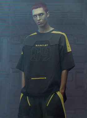 XIPHEVIL「星联FC竞技恤」赛博朋克街头宽松运动套装球衣短袖T恤