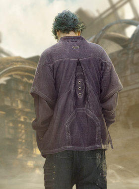 不作恶「矩阵生还者」中国风赛博朋克骨白染色水洗汉服开衫