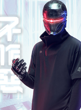 不作恶「生态领T恤」暗黑城市机能风长款翻领高领假两件打底春秋