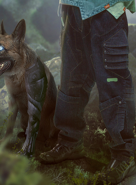 不作恶「智械牛仔裤」赛博朋克机能风街头宽松重磅机甲高腰落档款