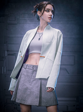 XIPHEVIL「无形唐装」中国风高街麂皮绒赛博新中式极简唐装外套