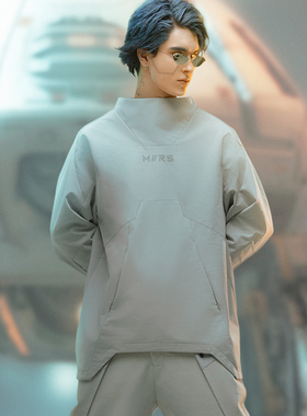 不作恶「矩阵特攻卫衣_拒水」赛博朋克嵌入式结构立裁套头外套