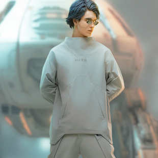 不作恶「矩阵特攻卫衣_拒水」赛博朋克嵌入式结构立裁套头外套